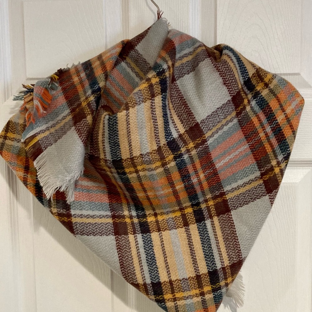 Neutral Tartan Blanket Scarf